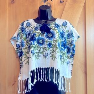 💕New Listing 💕 Handmade floral and butterfly crop top with fringes